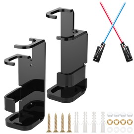 Cosmos 1 Set Lightsaber Stand Wall Mount Lightsaber Duel Crossed Display Stand Acrylic Double Lightsaber Holder for Vertical or Cross Displaying Lightsabers, Darksaber, Wands (Solid Black Color)