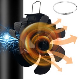 Bythavny 6 Sheets Magnetic Fireplace Fan without Electricity, Wood Flue Pipe Stove Fan, Heat-Powered, Environmentally Friendly on Chimney for Wood Burners/Fireplace Fans