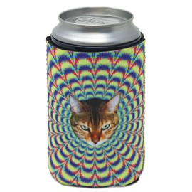 Funny Guy Mugs Psychedelic Cat Collapsible Neoprene Can Coolie - Drink Cooler