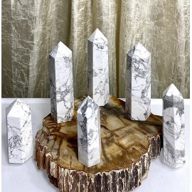 Wholesale Lot 1 Lb Natural Howlite Obelisk Tower Point Crystal Healing Energy