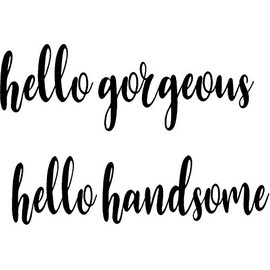 CreativeSignsnDesigns Hello Handsome Hello Gorgeous - Vinyl Wall or Mirror Decals (White)