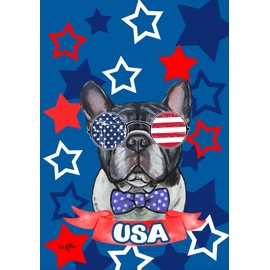French Bulldog Black/White - Best of Breed HHS Patriotic House Flag