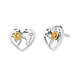 Engelsrufer Aloha Women's Earrings Sterling Silver with World Map and Wind Rose Bicolour - Nickel-Free, Sterling Silver, No Gemstone