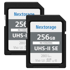 Nextorage 256GB 2pack SDXC UHS-II V60 Japanese Brand Max. Write Speed 100MB/s Max. Read Speed 280MB/s 4K Recording 2P-F2SE128G/INE SD Card Memory for Camera