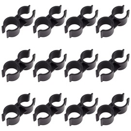 GORGECRAFT 12PCS Plastic Double Pipe Clamps Shelf Pole Connector Pipe Clamp Connection Warehouse Supermarket Shelf Link Clip Fastener Accessories, Black