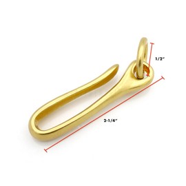 CRAFTMEMORE 1pc Fish Hook Key Chain Solid Brass Japanese Fish Hook Keyring Wallet Holder Belt Clip (2 1/4" (58mm))