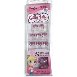 Fing'rs Girlie Nails Petite Nails Pink w/Stars and Stick on Tabs
