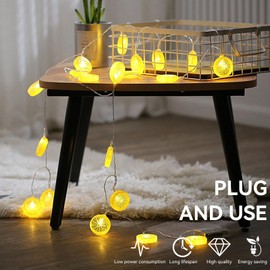 Fruit String Lights Battery Powered, Lemon Decor Fairy String Lights Party String Lights Decorative Cute Lemon Decor String Lights Led Lemon Slice String Lights(Yellow)