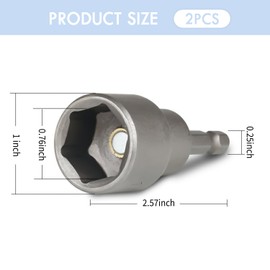 2PCS Trailer Jack Drill Adapter,1/4" Quick Connect RV Leveling Jacks Socket Set Fits 19mm Hex Drive,Strong Magnetic RV Stabilizer Jacks Drill Adapter for Car Camper Trailer RV