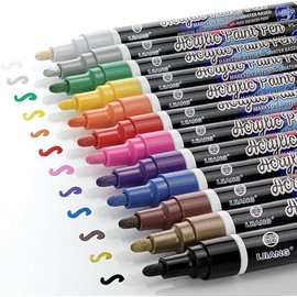 Acrylic Paint Pens for Rock Painting Outdoor Waterproof Paint Markers Tire Pen,Water-Based Eco-Friendly Non-Toxic Anti - UV, Bright Long-Lasting Strong Coverage,12/24Colors Coloring Art Set - Color: 24Colors-3mm