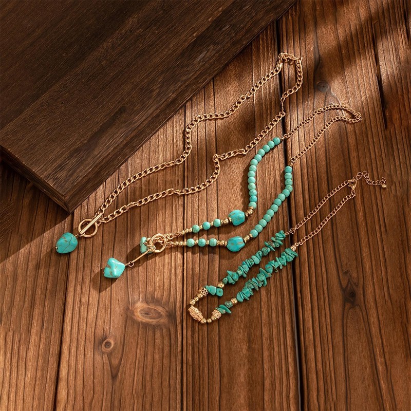 RadiVibe Layered Western Necklaces for Women Boho Turquoise Beaded Necklaces