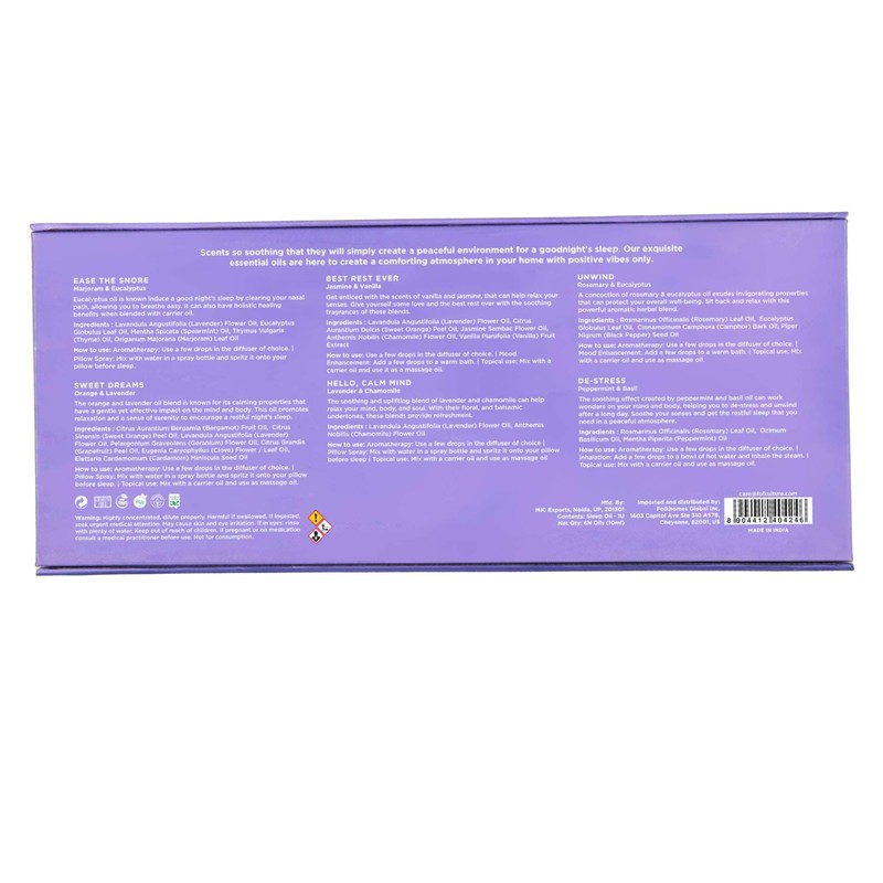 Folkulture Sleep Essential Oil Set for Diffusers | Aromatherapy Essential