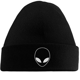 Hippowarehouse Alien Head Embroidered Beanie Hat Black