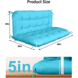 YEFU Porch Swing Cushion, Outdoor Swing Cushions Replacement with Backrest, Thickened Waterproof Bench Cushion for Patio Furniture, 48x40x5 Inch, Blue