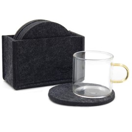 TOSSOW Water Absorbing Coasters Felt Coasters Round Shape with Insulation Pad Storage Case Set of 8