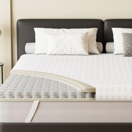 Belffin 4 Inch Innerspring Mattress Topper Full Size Spring Core Memory Foam Firm Thick Bed Topper No Odor White Soft Breathable with Removable Cover for Body Support