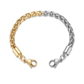 LinnaLove-Two Tone Gold Wheat Chain Interchangeable Bracelets-Match Medical id tag(CK02GS-7)