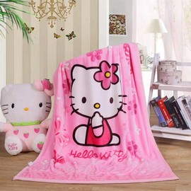 Cartoon Printing Throw Blanket for Girls Kids Adults, 40"x55", All Seasons Flannel Fleece Blanket, Soft & Warm Plush Blankets for Couch Sofa Bed Camping Travel (Pink 002)