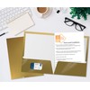 2 Pocket Glossy Laminated Metallic Gold Paper Folders, Letter Size,