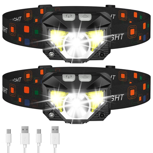 LHKNL Headlamp Flashlight, Lumen Ultra-Light Bright LED Rechargeable Headlight with