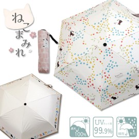 Santos JKO-552-05 Folding Umbrella, Cat Covered with Rain or Shine, Cat Sanpo, Diameter Approx. 37.4 inches (95 cm)