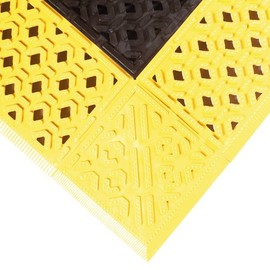 NoTrax PVC Vinyl 520 Cushion-Lok Anti-Fatigue Drainage Mat, for Wet Areas, 30" Width x 60" Length x 7/8" Thickness, Black/Yellow