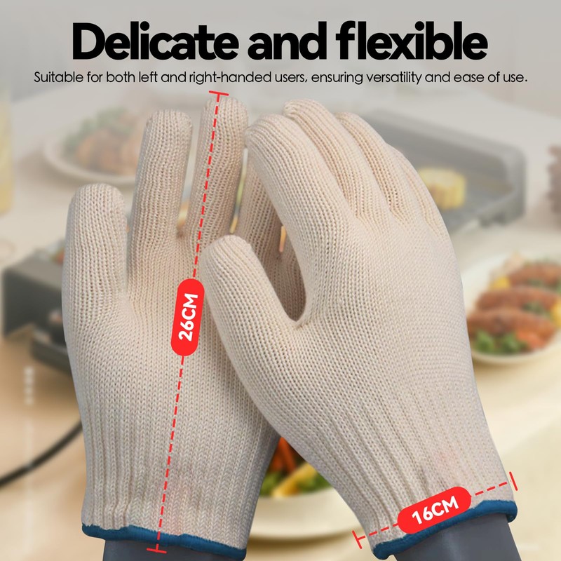 Oven Mitt BBQ Grill Gloves - 1 Pair 5 Finger
