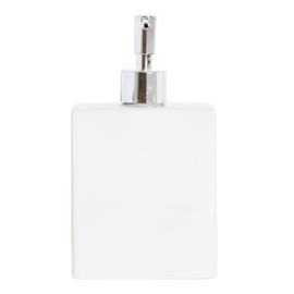 Large White Ceramic Refillable Liquid Soap Dispenser Chrome Top Multi-purpose - Shampoo, Body Wash
