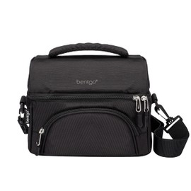 Bentgo Deluxe - Bolsa de almuerzo duradera y aislada con bolsillo exterior con cremallera, bolsillo interior de malla, correas acolchadas y ajustables y cremalleras de 2 vías - Se adapta a todas las loncheras Bentgo (negro carbono)