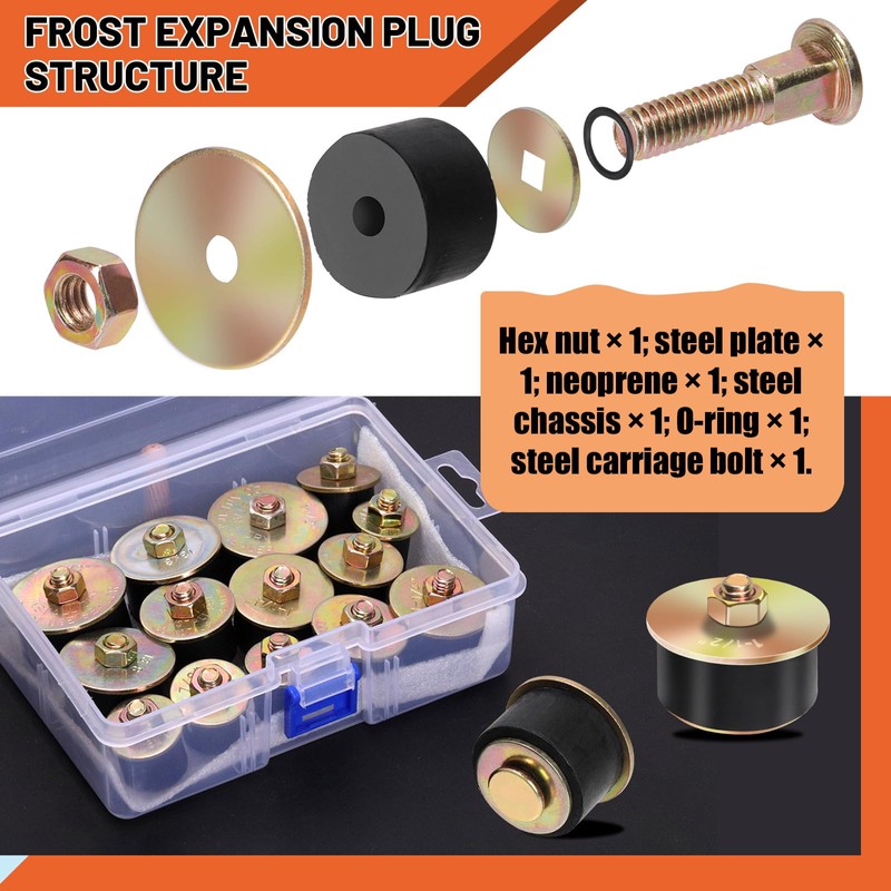 Tanstic 14Pcs Neoprene Rubber Expansion Plug, 7 Sizes Automotive Rubber