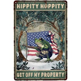 "Hippity Hoppity Vintage Frog Room Sign - 8x12 Inches Funny Metal Tin Sign for Frog Bedroom Door Decor, Retro Frog Gift for Home Room, Garden - No Trespassing Sign, Get Off My Property." - Color: Vintage Tin Signs 5, Size: 8x12 inch