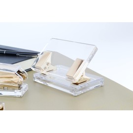 Dany Marcus Transparent Acrylic Hole Punch with Gold Metal Paper Hole Punch for 30 Sheets with Collection Tray and Folding Marking