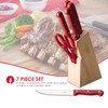 Home Basics 7 Piece Knife Set, Red | Wooden Block