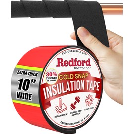 Redford Supply Co. 10 inch x 14 ft, Pipe Insulation Tape Cold Weather Outdoor, Outdoor Pipe Insulation Wrap for Winter Freeze Protection Tape, Insulated Wrap for Water Pipes, PVC, Foam, AC Line