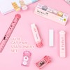 TIESOME Cute Cat Paw Stationery Set, 7 Pcs Kawaii Cartoon