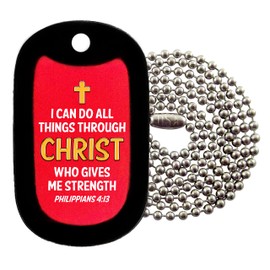 Tag-Z Military Dog Tags - Phil 4:13 Necklace - RED - Dog Tag Necklace