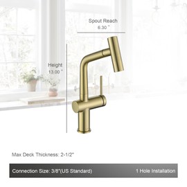 AguaStella AS06CB Champagne Bronze Bar Faucet or Prep Kitchen Sink Faucet with Pull Down Sprayer and Single Handle