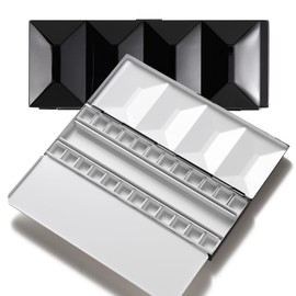 MEEDEN Empty Watercolor Tin Palette: Travel Water Color Paint Palette with 24 Half Pans - Portable Enamel Watercolour Box with Mixing Tray lid Black