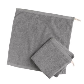 Hiorie Hotel Style Towels, Hand Towel, Large Size, Loop Attached, Made in Japan, Absorbent, 100% Cotton, Plain, Senshu Towel, 18 Colors to Choose from, Set of 2 (Warm Gray)