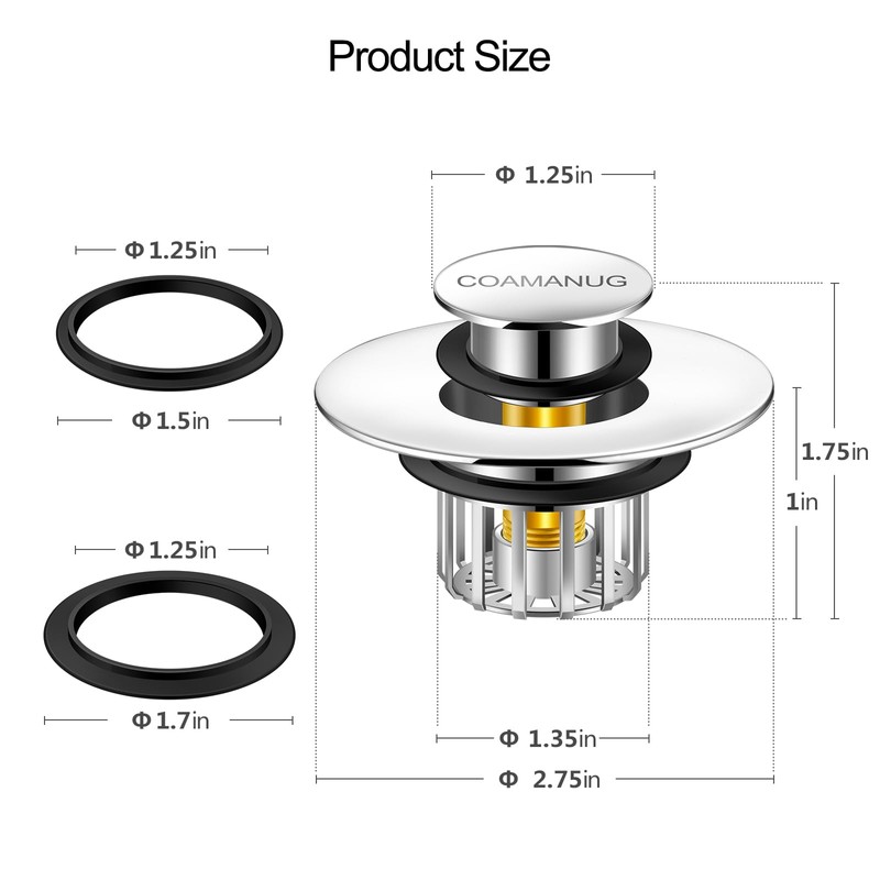 coamanug Bathtub Stopper | Shower Drain Hair Catcher, Pop-up Tub