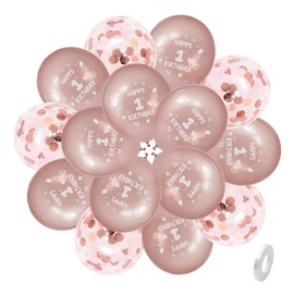 Girls Happy 1st Birthday Balloons Rose Gold Happy 1st Birthday Party Deocorations Girls Happy 1st Birthday Party Ballloons 12 Inch 20 Pack