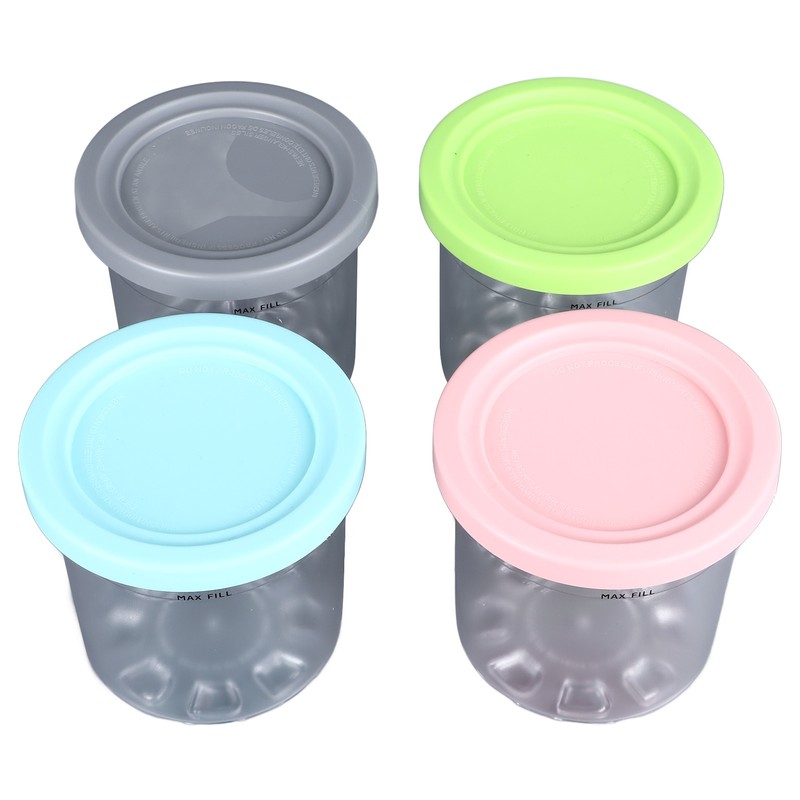 4Pcs Ice Cream Pints Containers and Lids Large Capacity Round