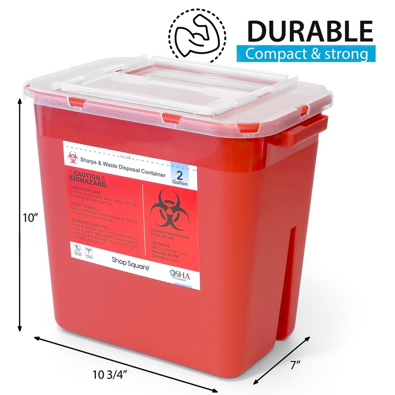 Sharps Containers for Home Use 2 Gallon (2-Pack) Needle Disposal,