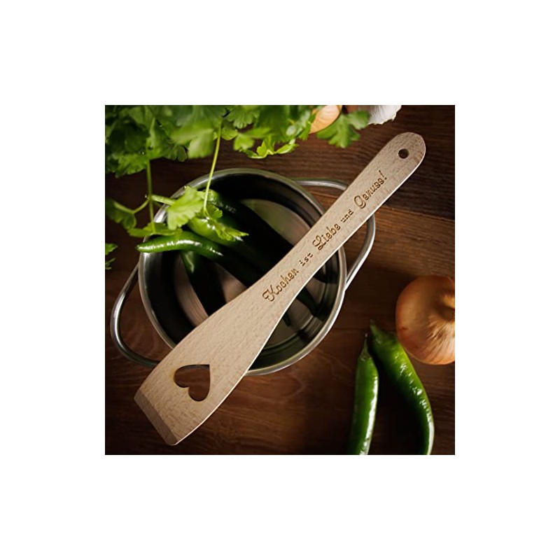 Spruchreif Wooden Spatula with Heart, Spatula with Engraving, Wooden Spatula,