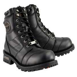 Milwaukee Leather Men's Classic Black Leather 8-inch Lace-Up Logger Motorcycle Rider Boots MBM9030-10.5