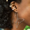 Large Bohemian Hollow Line Butterfly Earrings Gold Silver Drop Dangle