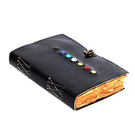 Vintage Leder Journal, 200 handgemachtes Büttenrand Papier Journal, Leder Skizzenbuch, Leder Notizbuch, Leder Journal für Frauen, Sieben Chakra Leder Journal, Sieben Stein Journal Leder