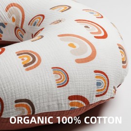 2 Pack Muslin Nursing Pillow Cover 100% Cotton Boho Neutral Stretchy Removable Baby Nursing Covers for Breastfeeding Pillows Soft Pillow Slipcover for Newborn Baby Boy or Girl (Boho)