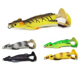 5 Pcs Mouse Rat Topwater Fishing Lures for bass Durable Lifelike Silicone Artificial Soft Bait, Trout Fishing Lures, Realistic Prop Swimbait Floating Bait with Weedless Hooks for Freshwater Saltwater