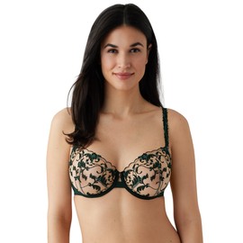 Wacoal Women's Dramatic Interlude Embroidered Unlined Underwire Bra, Scarab, 38DDD